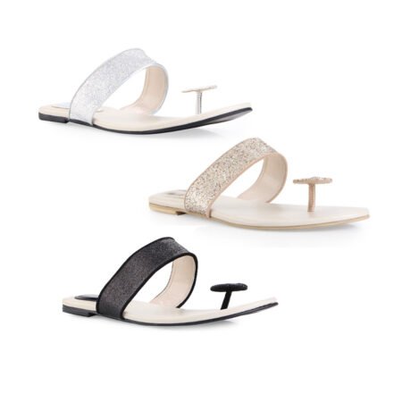 Sandal Flat Teplek Wanita Jepit Glitter – 0901