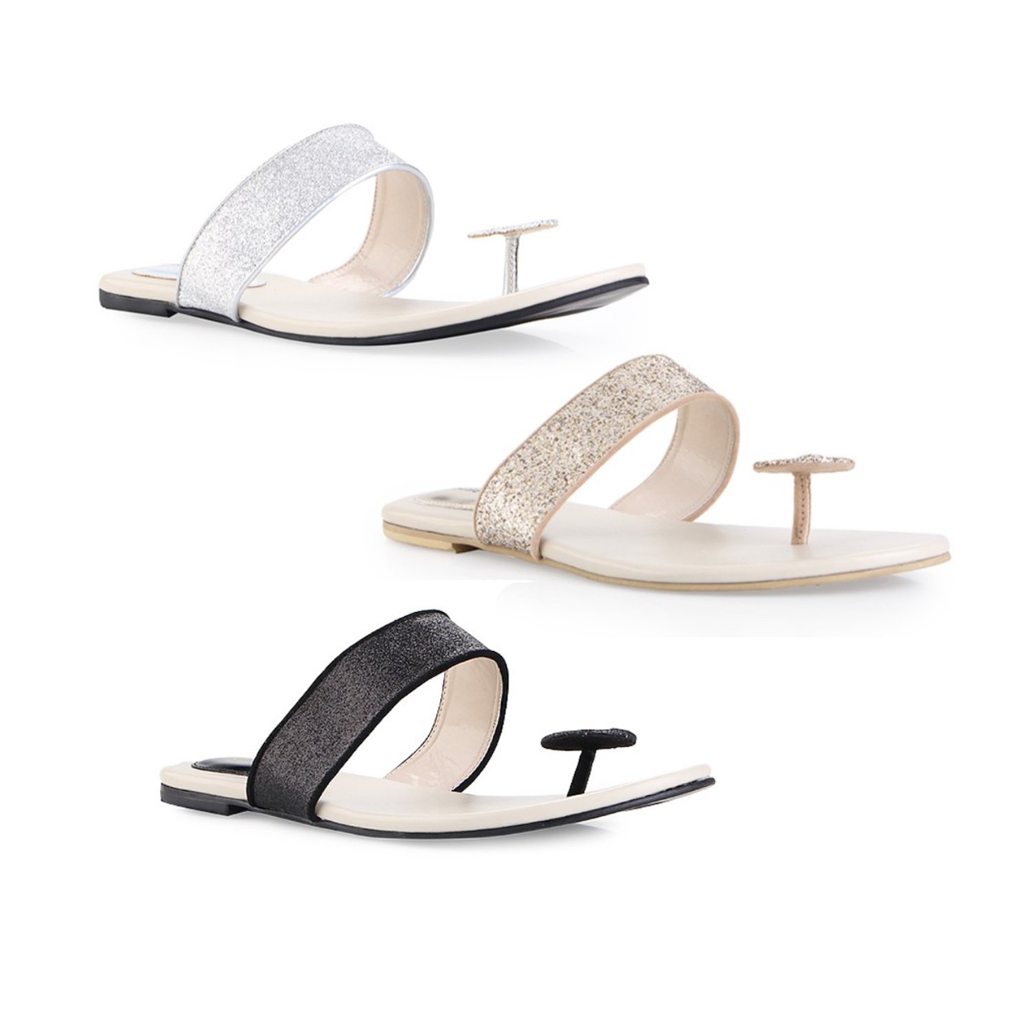 Sandal Flat Teplek Wanita Jepit Glitter – 0901
