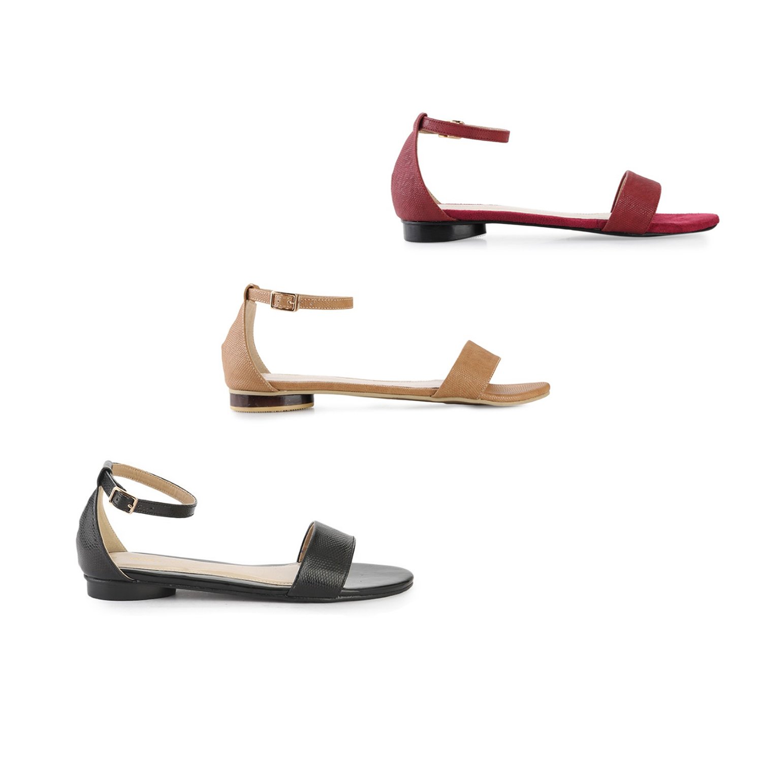 Sandal Flat Wanita hak 1 cm glitter Open Toe Ankle Strap – IY 002