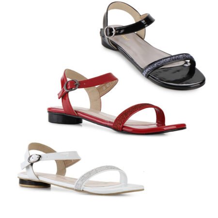 Sandal Flat Wanita glitter Open Toe Ankle Strap – IY 003