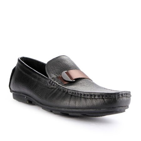 Sepatu Moccasin Casual Loafer Pria Guinine leather Square toe - MN 117 Black