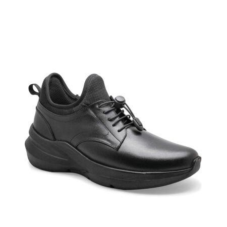 Sepatu Sneakers Pria Casual Tali Kulit Asli Sol Ringan Empuk -MR 013 Black